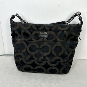 Coach Madison Luxury Designer Logo Tribeca Black Hobo EUC 14127